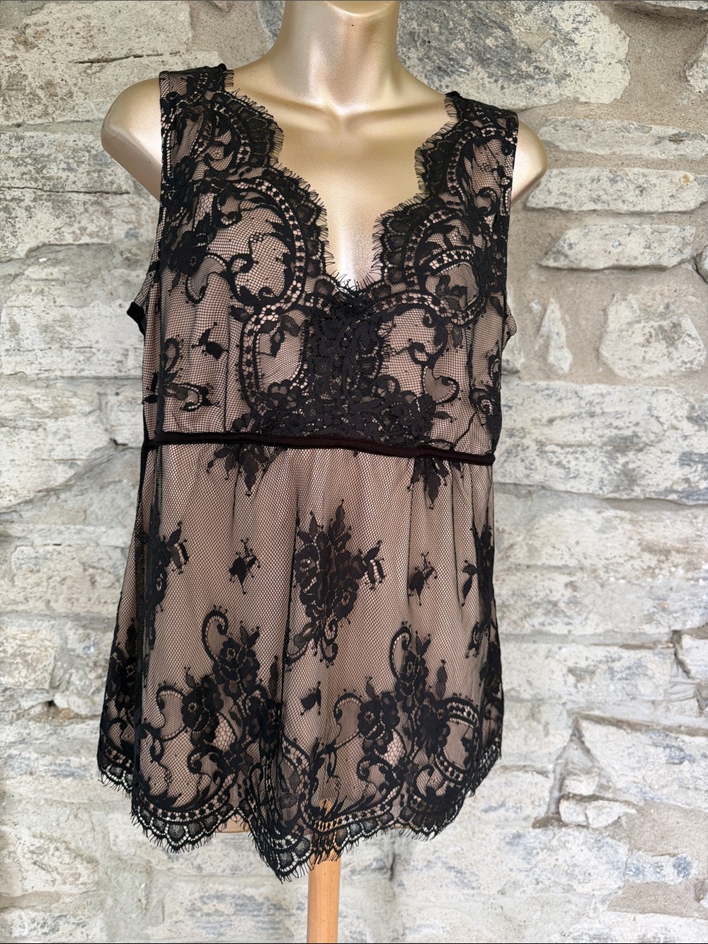Black Lace Overlay Top